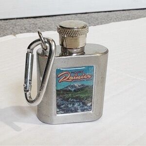 Mount Rainier National Park Stainless Steel 1oz Flask Keychain Mount Tahoma